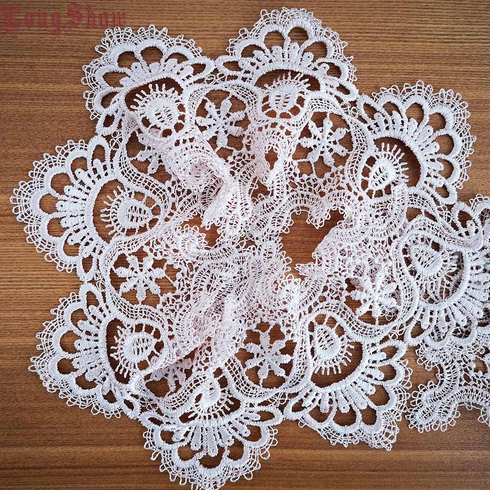 

1 Lot/15 yards 15cm Width Grey-Silvery Color 100% Polyester Small Bells Pattern Water Soluble Embroidered Lace Trim