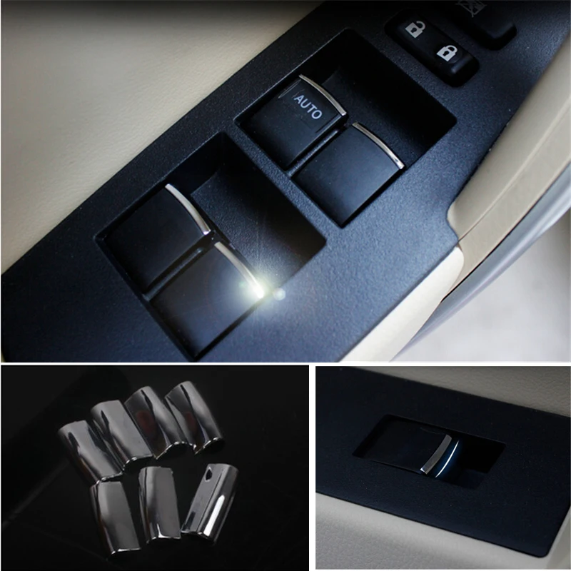 Us 3 71 9 Off 7pcs New Interior Decorative Chrome Door Lift Window Switch Button Cover Trim For Toyota Rav4 Corolla Yaris 2006 2007 Aygo Verso In