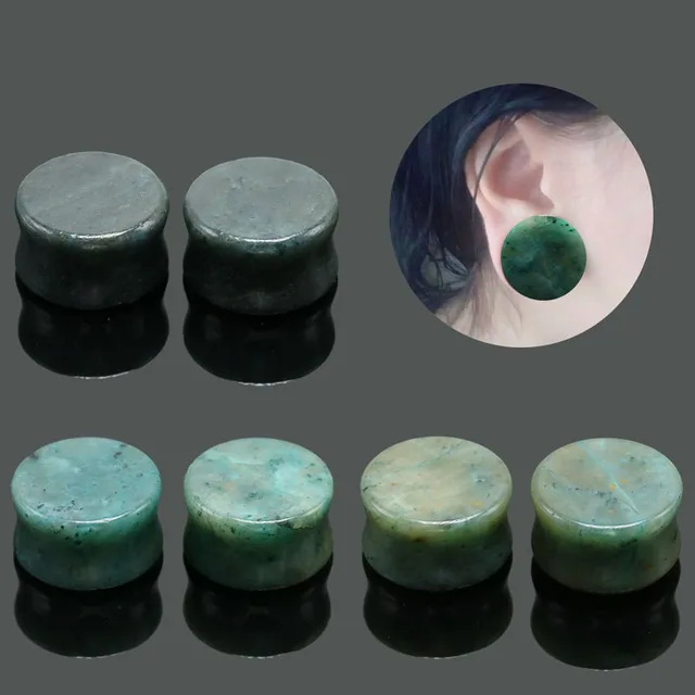 1 Pair New African Stone Ear Plugs Gauges Earrings Piecing Expander