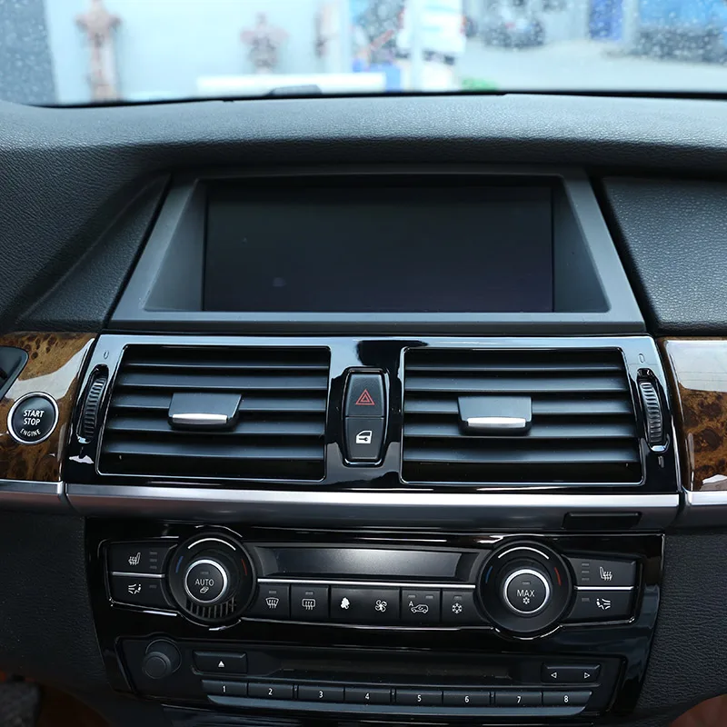Глянцевый черный для BMW X5 E70 2008-2013 ABS пластик центр кондиционер вентиляционные рамы отделка Аксессуары