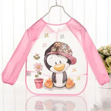 Детские нагрудники с рисунками из мультфильмов для кормления, водонепроницаемые детские нагрудники с длинными рукавами для новорожденных