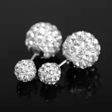 Хрустальные серьги-гвоздики с двумя шариками для женщин, двухсторонние Кристальные серьги-гвоздики в виде шара, серьги, модное ювелирное изделие