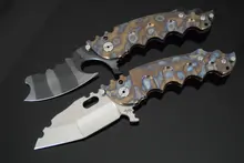 Trskt Ball Bearing Folding Knife With Titanium Alloy Handle 60HRC Hunting Survival Pocket Knives Camping Outdoor EDC Tool