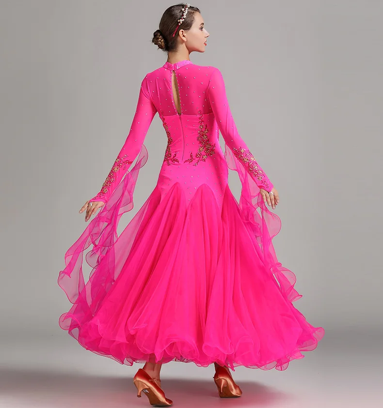 9color Standard Ballroom Dance Competition Dresses Rhinestone Marine Costumes For Women Tango/Waltz Dresses Modern Dance Costume