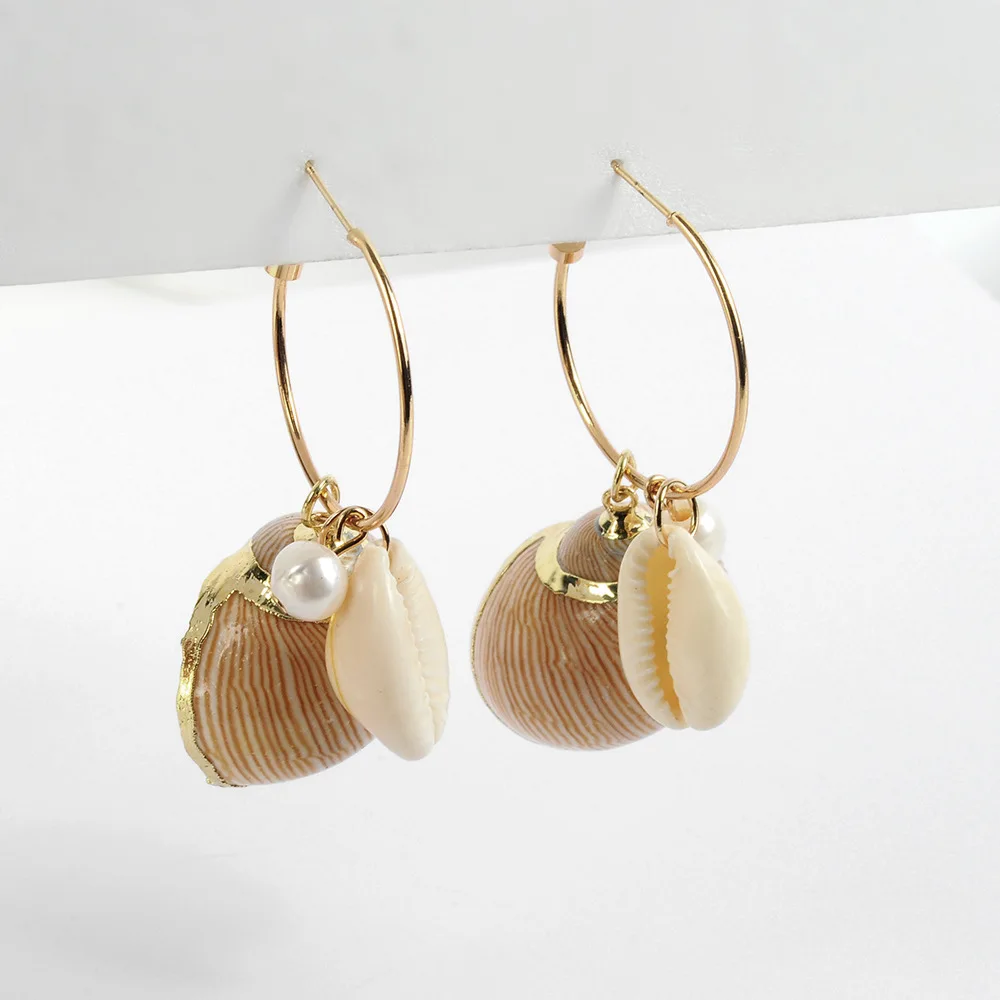 

2019 New Design Natural Conch Drop Dangle Earring for Women Girl Beach Party Jewelry Accessories Brincos Statement Shell Earring
