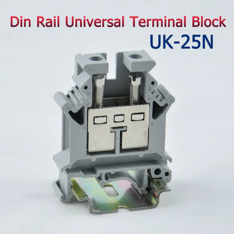 10pcs UK 25N DIN Rail Universal Terminal Blocks Screw Type UK25N