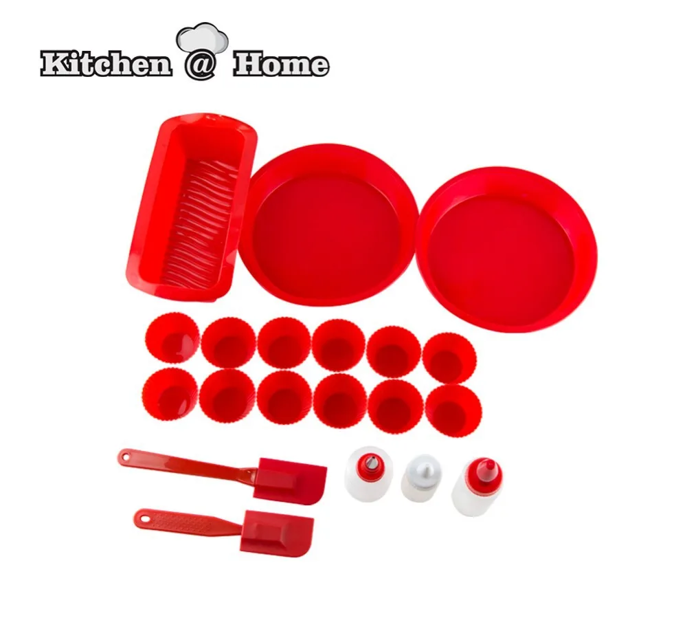 25PCS/Set Non stick Silicone Bakeware Deluxe Baking Set 12 Cupcake