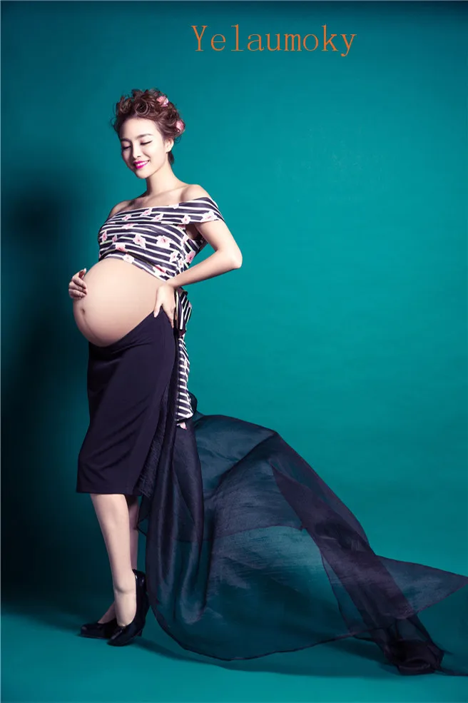 

shoulderless maternity top + skirt clothing sets photo shoot props pregnancy outfit sets maternity woman's clothes [Yelaumoky]