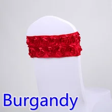 Burgandy цвет стул из лайкры sash повязка из спандекса галстук-бабочка для роскошных Свадеб украшения для стульев атлас с розочками стул створки оптом