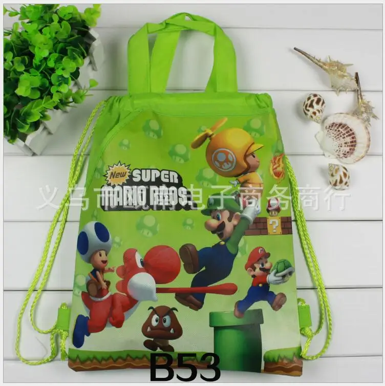 1 шт., школьный рюкзак Super Mario Bros для мальчика, нетканый, супергерой, Человек-паук, сумка на шнурке, для девочек, для детей, подарки на день рождения - Цвет: C