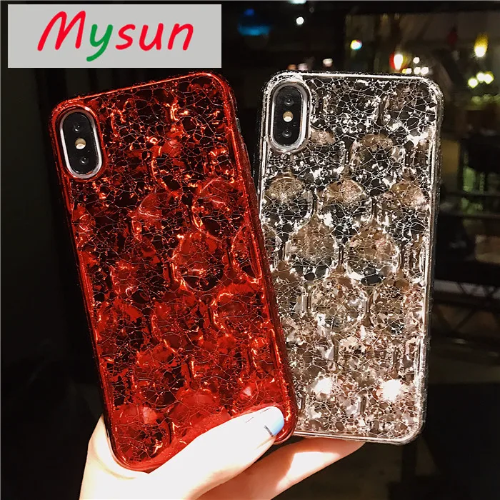 

MYSUN Case For iPhone X 10 6 6s 7 8 plus Luxury Fashion Ice Crack Phone Case For iphone 7 Soft TPU Coque For iphone 6s Case Capa