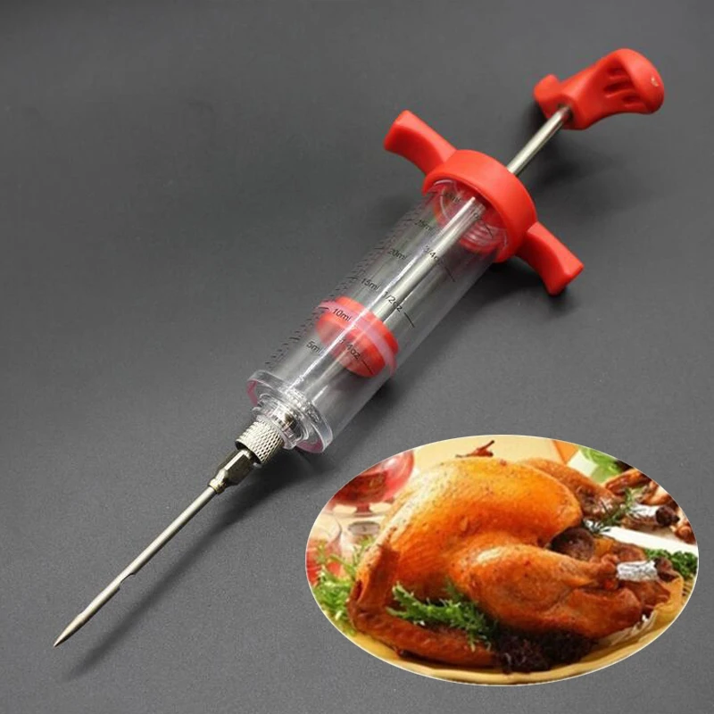 

Stainless Steel Needles Spice Syringe Marinade Injector Flavor Syringe Cooking Meat Poultry Turkey Chicken BBQ Tool