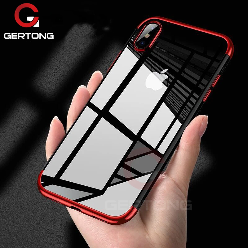 Чехол накладка GerTong из мягкого ТПУ для iPhone X 8 7 6 6s Plus XS MAX XR 10 чехлы с гальваническим