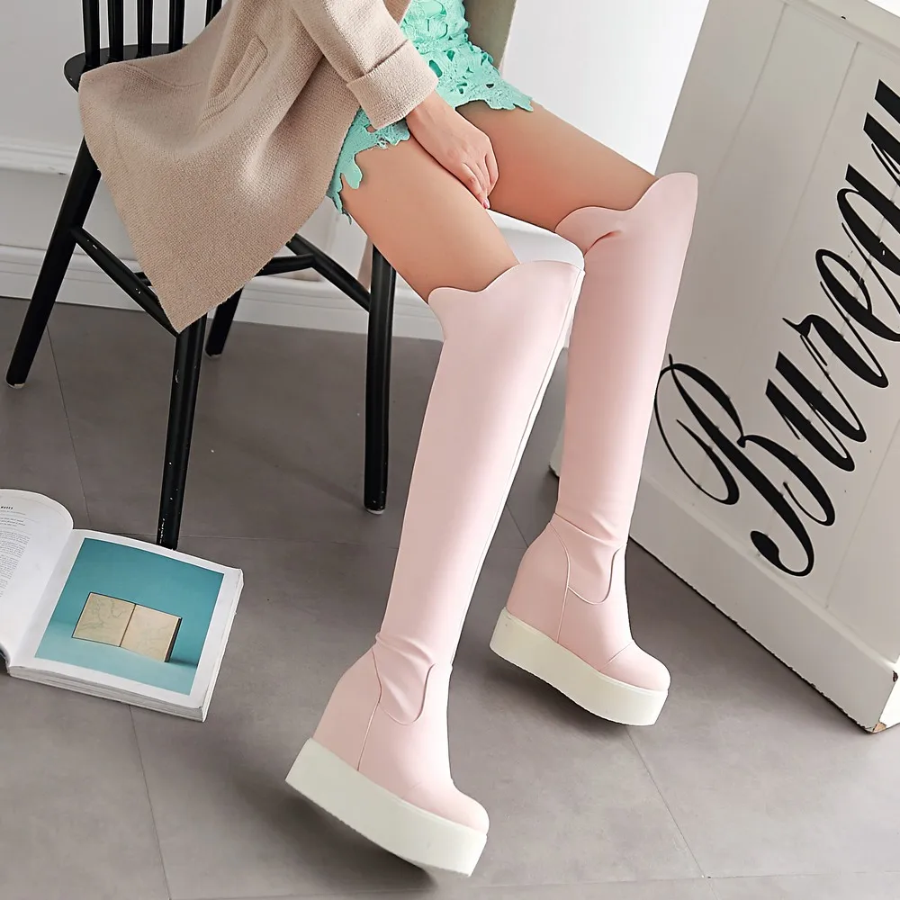 

2016 new arrival keep warm snow boots fashion platform fur Over the knee high boots warm winter boots for women shoes boats