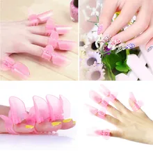 10pcs/sets New Arrival Nail Tools Manicure Nail Polish Varnish Protection Clip Tip Protectors Covers Pink Free Shipping