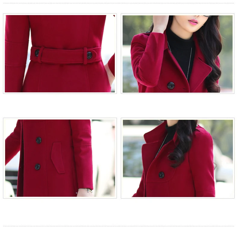 2018  Autumn and winter new female woolen coat short Korean version of the slim slimming lapel double-breasted woolen coat female tide (7)