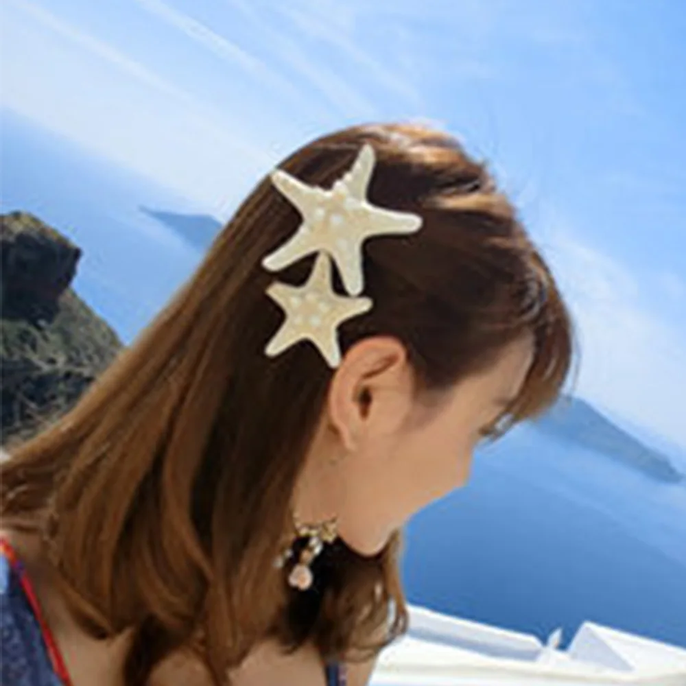 Зажимы для волос в форме морской звезды для женщин Пластиковые банты для волос с зажимом аллигатора для девушек летние пляжные морские раковины заколки для волос аксессуары для волос