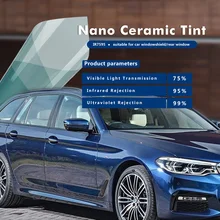 50 см x 300 см 75% VLT IR оконный оттенок нано Керамическая Солнечная пленка УФ-защита ИК-снижение 90% летнее окно оттенок
