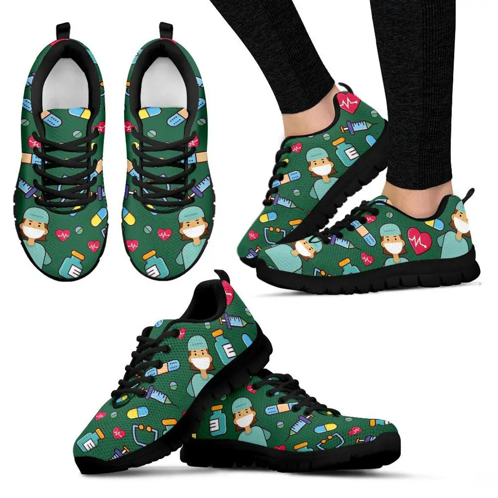 

Nopersonality Cute Women Doctor Nurse Sneakers Breathable Air Mesh Flats Comfortable Female Lady Casual Spring Autumn Flat Shoes