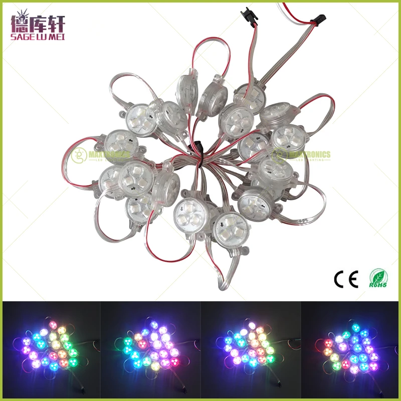 200 шт. DC12V ws2811 /1908 IC 30 мм Диаметр SMD 5050 RGB 3 светодиодный s Точечный светильник D30