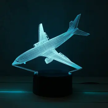 

7 Color Airplane Acrylic LED 3D LED Night Light Toys Lamp Air Plane Night Touch Table Desk Light DC5V For Kid Christmas