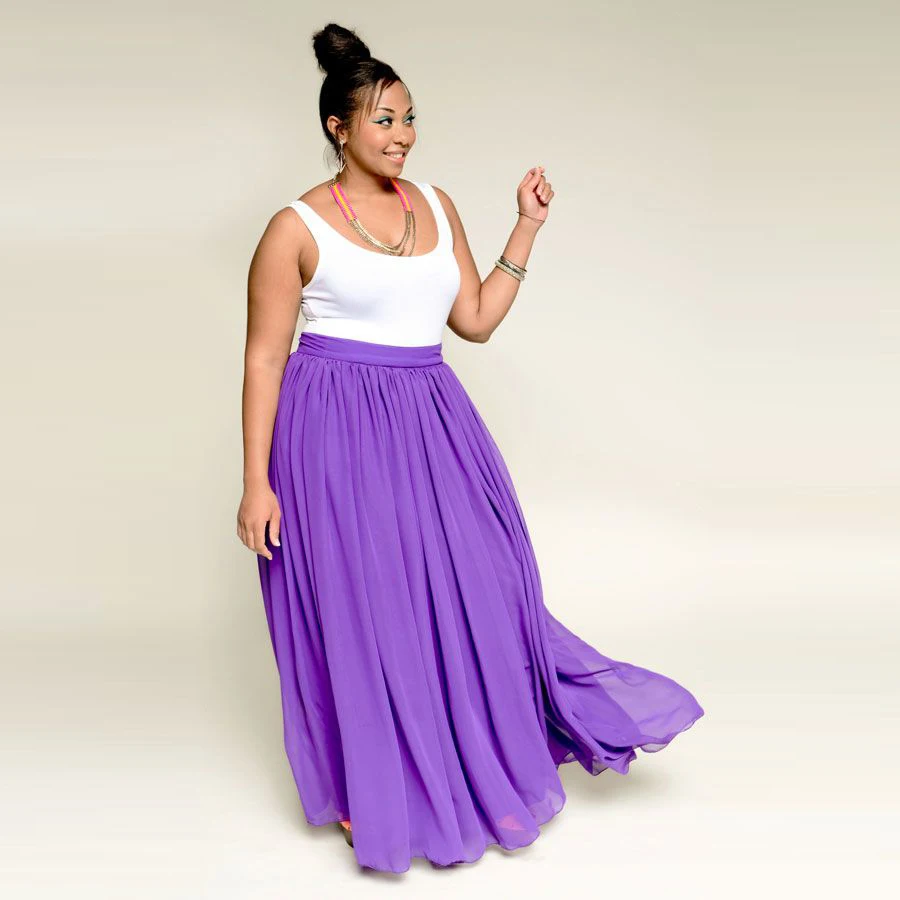 plus size chiffon maxi skirt