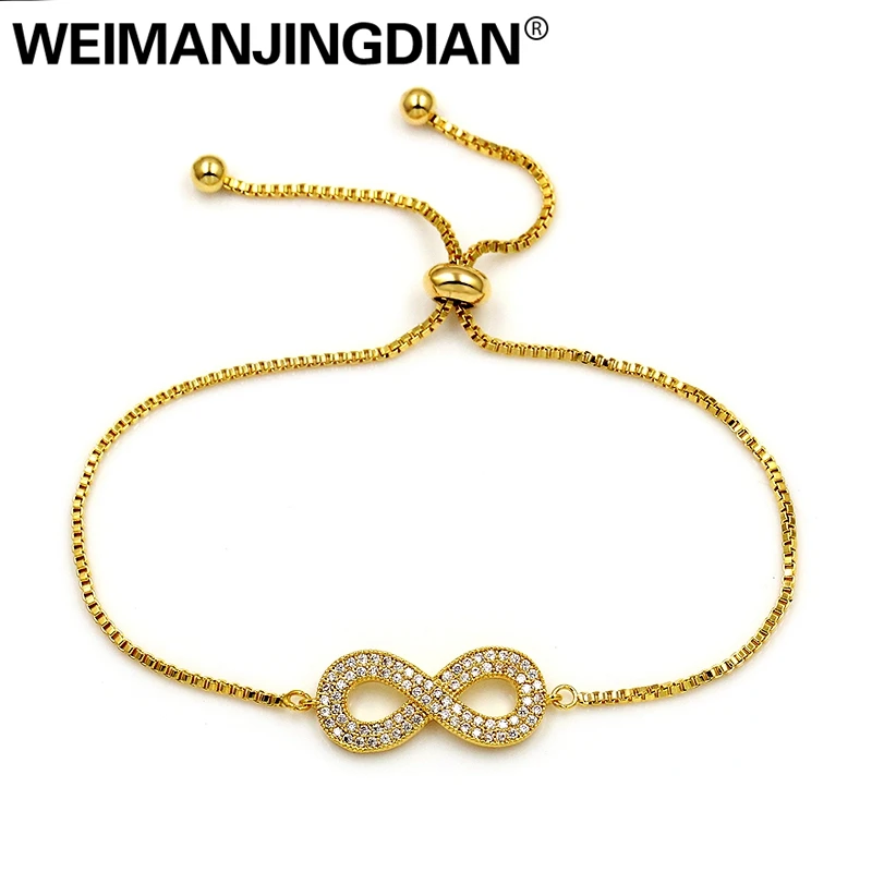 

WEIMANJINGDIAN Brand Clear Cubic Zirconia Crystal Infinity Bracelet For Women CZ Zircon Jewelry Gifts Assorted