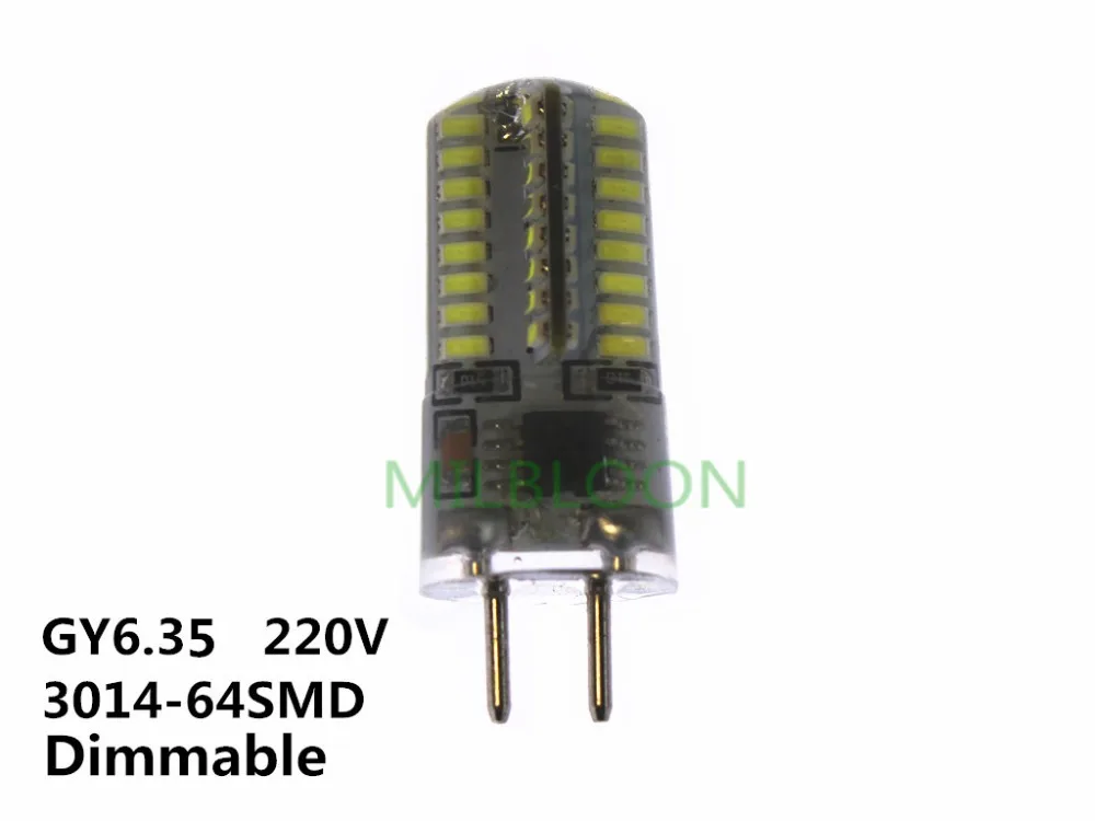 2 шт. dimmable gy6.35 220v силиконовые Кукуруза лампы g6.35 220v Светодиодная лампа затемнения с украшением в виде кристаллов светильник люстра светильник Светодиодная лампа gy6.35 220v