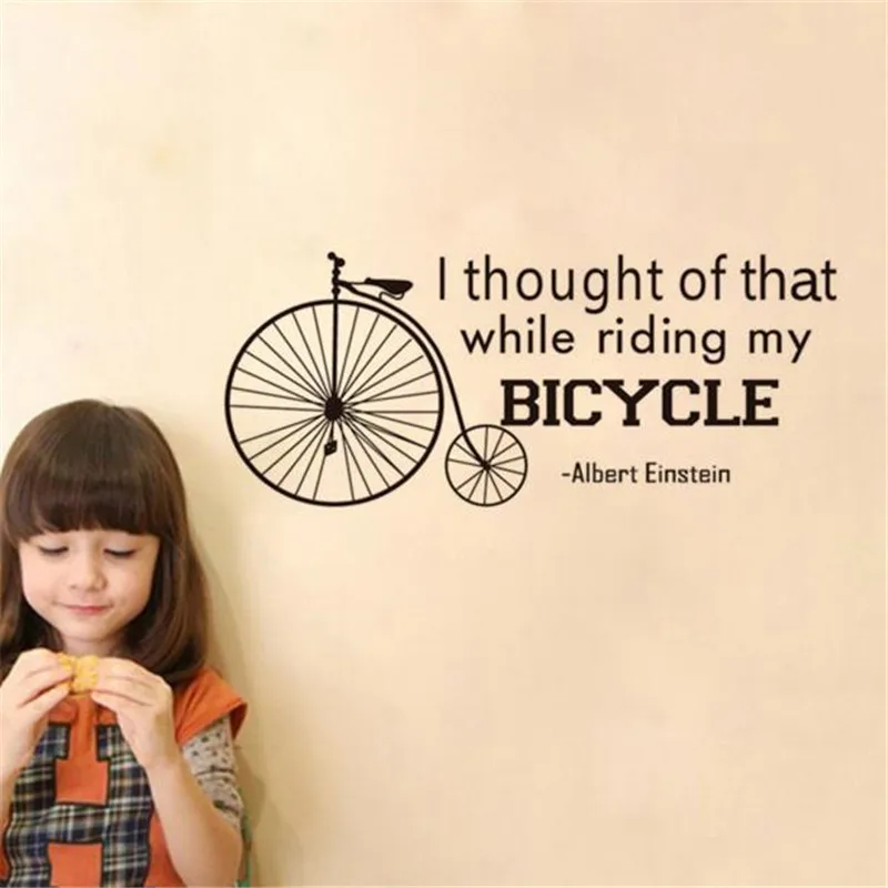 

I Thought Of That Quote Wall Decals Bicycle Wheel Art Wall Paper For Kids Room Decoration Home Decor
