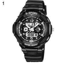 Мужской спортивный будильник, месяц и день, секундомер, аналоговые цифровые водонепроницаемые наручные часы, военная электроника, армейские часы, Relojes