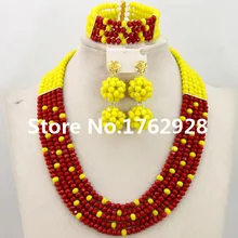 Женский свадебный комплект ювелирных изделий красное африканское ожерелье из бусин комплект массивные ювелирные изделия