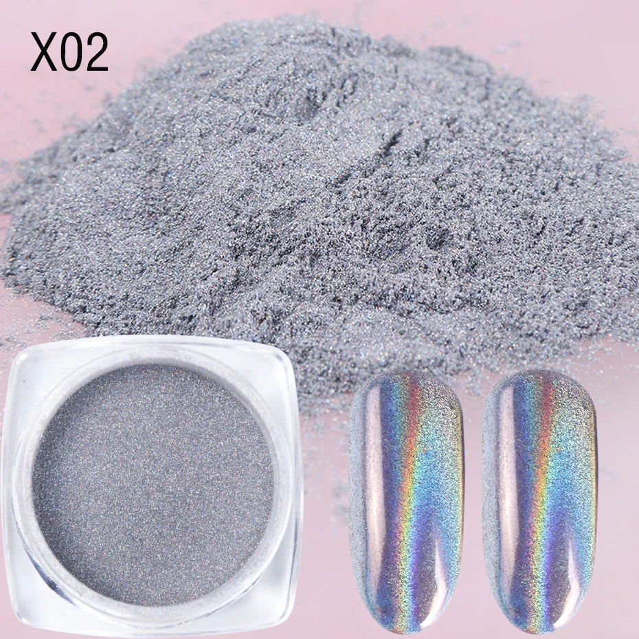 Mirror Chrome New Colors Nail Glitter Powder Pink Rose Silver Laser Holographic Pigment Dipping Dust Manicure Decorations LA786 (9)
