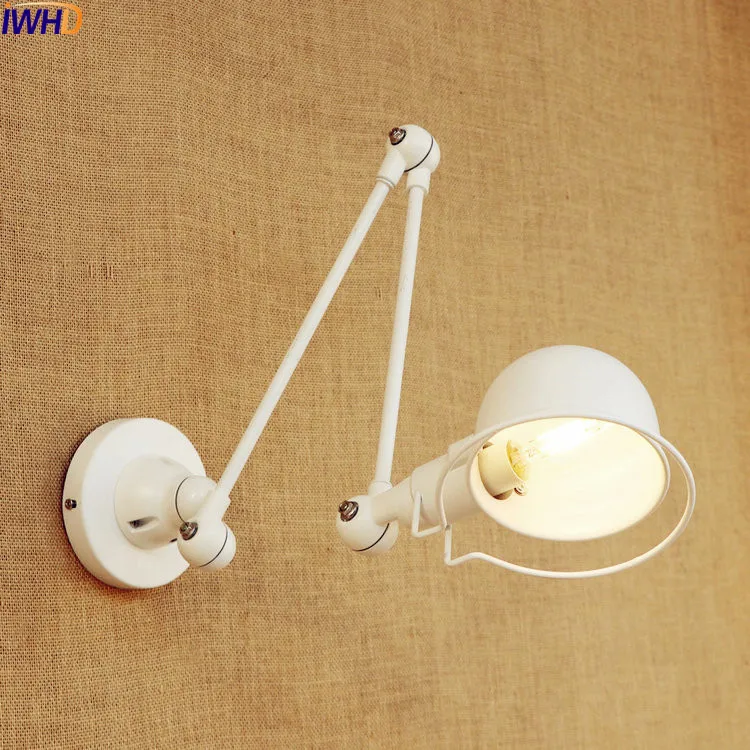 

IWHD Rust Retro Vintage Wall Lamp LED Wandlampen Home Lighting Iron Swing Long Arm Wall Light Fixtures Sconces Lampara Pared