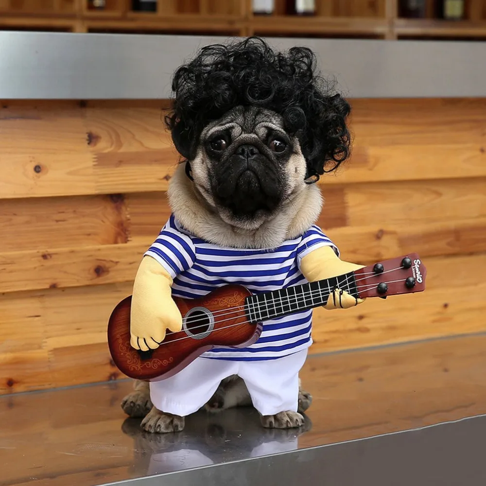 Милая забавная домашняя гитары одежда для кошек и собак гитариста костюм для переодевания Pet Одежда гитариста Косплэй выполнять одежда