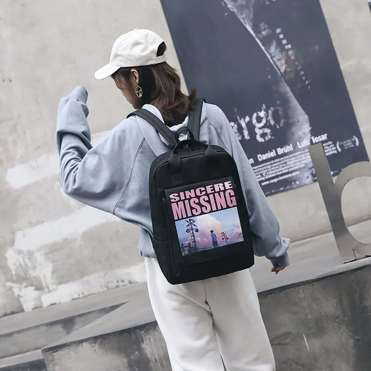 Модные Простые Для женщин лоскутное полотно рюкзаки 2019 Новые поступления Повседневное одноцветное студенток школьные сумки на ремне