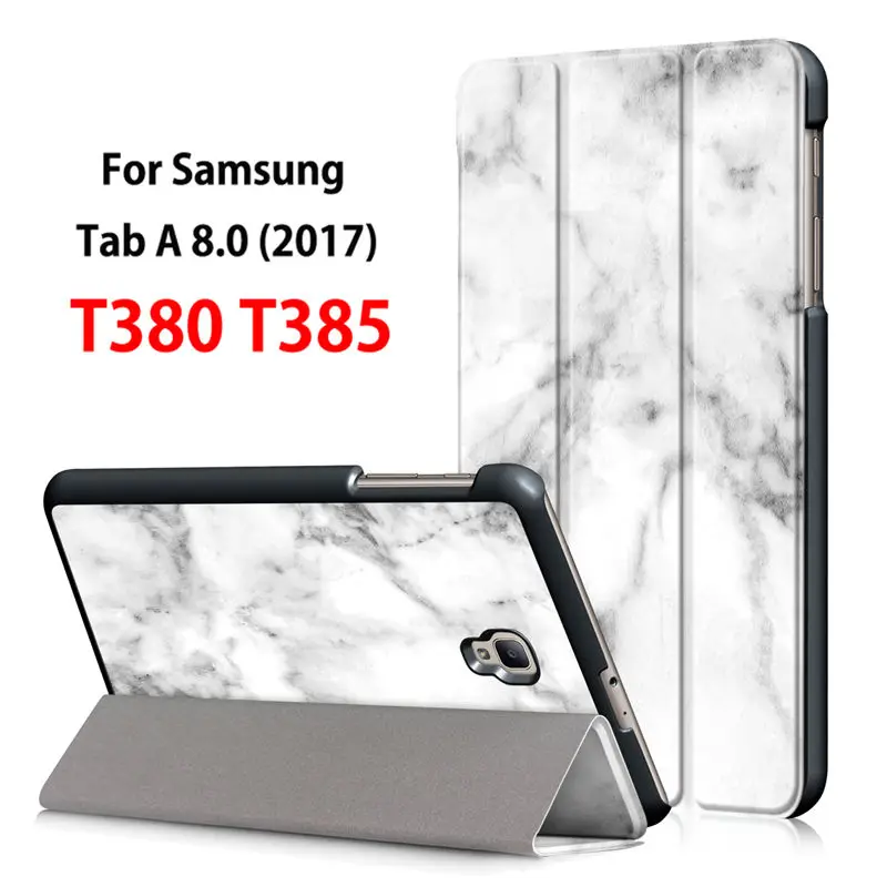 Ультратонкий Магнитный чехол для samsung Galaxy Tab A 8,0 T380 T385 8,0 дюймов, умный чехол, чехол для планшета из искусственной кожи+ пленка+ ручка - Цвет: D060