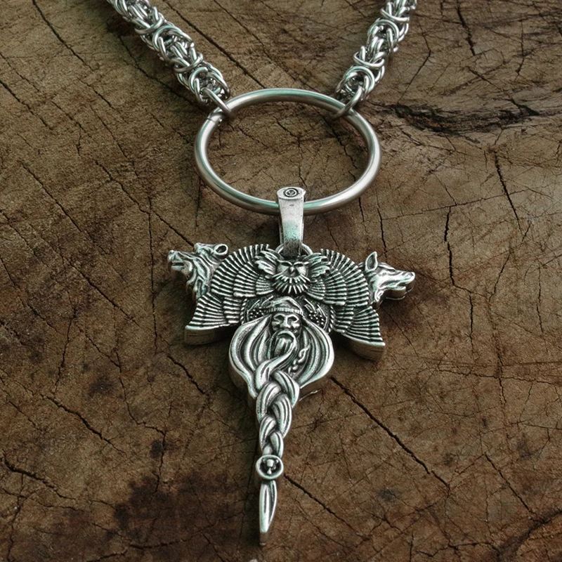 

Kolovrat pendant -Slavic symbol viking Workshop of amulets "VELES" necklace bear and wolf pendant with stainless steel chain