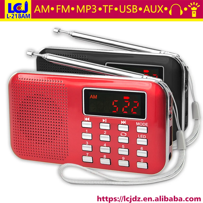 

L-218AM Portable usb micro sd card reader multi band digital auto radio scanner fm am pocket radio with mini speaker mp3 player