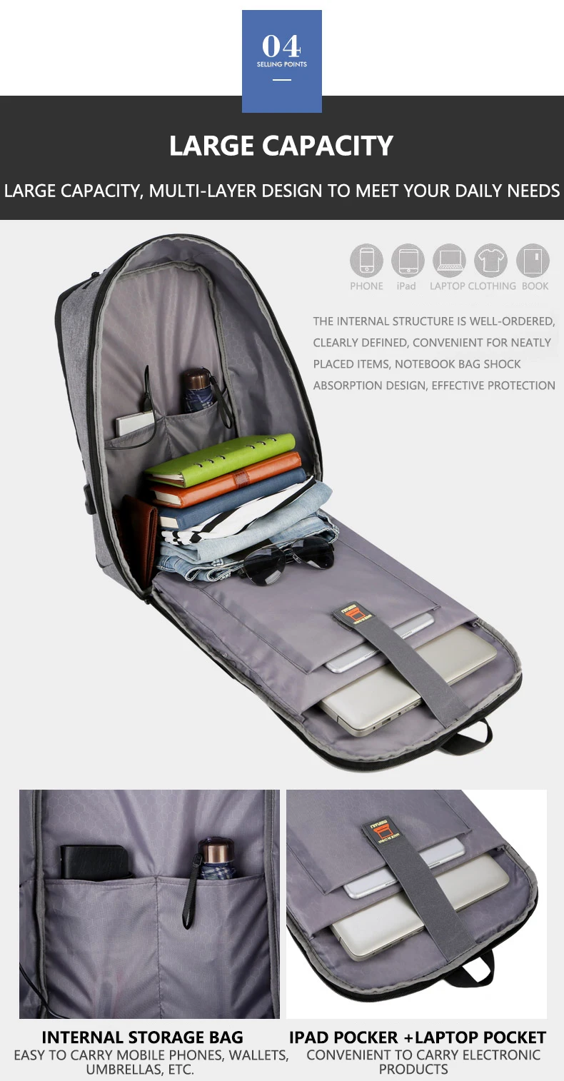 Деловые мужские рюкзаки с USB зарядкой, 15,6 дюймов, для ноутбука, водонепроницаемые, противоугонные, мужские, для путешествий, Mochila, черные, смарт-рюкзаки, сумки
