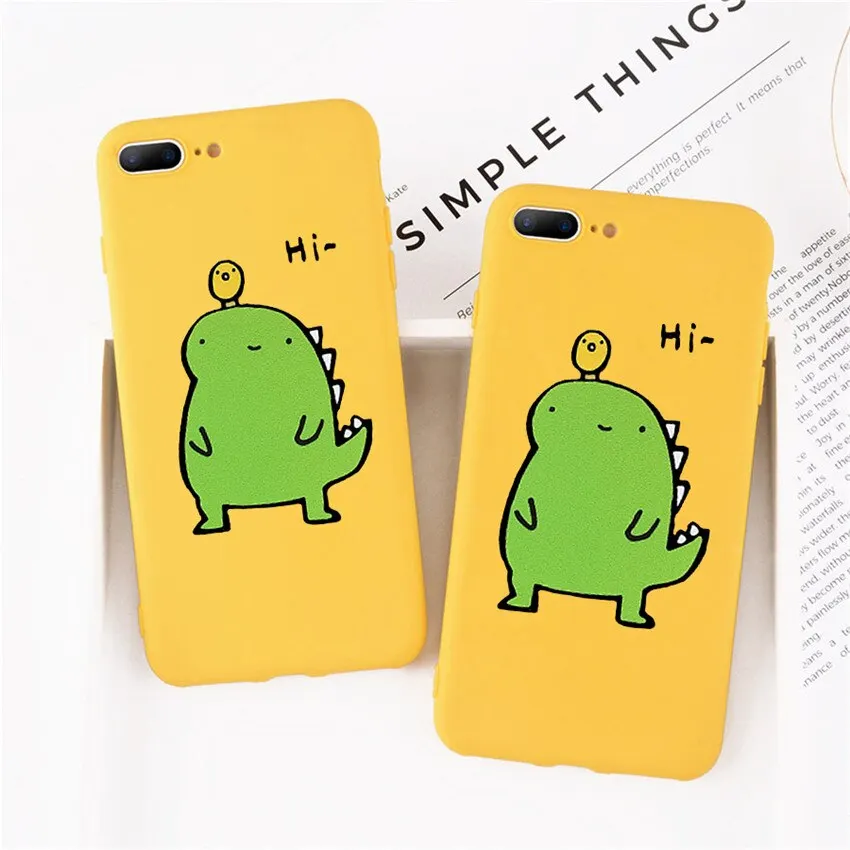 

Cute Cartoon Dinosaur Patterned for iphone X XS TPU Silicone Frosted Matte Soft Case Cover For iPhone 7 6 6S 7Plus 8 X XS Max