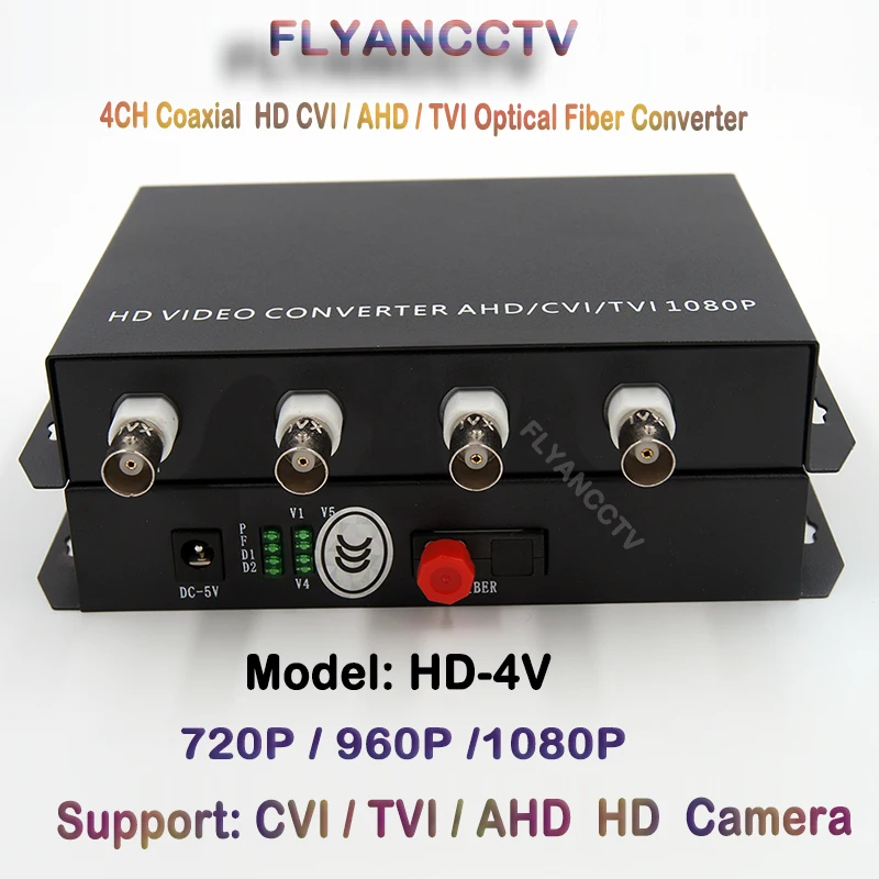 4 канала 1080 P HD ХВН AHD TVI видео Волокно оптический media converter-для 1080 P 720 P HD AHD CVI TVI коаксиальный кабель Камера CCTV