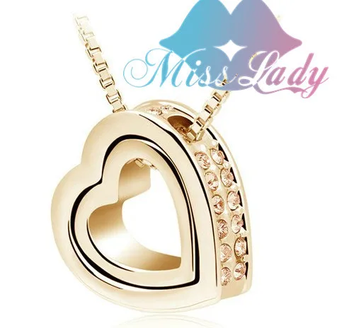 Miss Lady, День Святого Валентина, золотой цвет, австрийский кристалл, дизайн, женское сердце, подвеска, ожерелье, модное ювелирное изделие для женщин, MLY2891 - Окраска металла: Gold Honey Peach