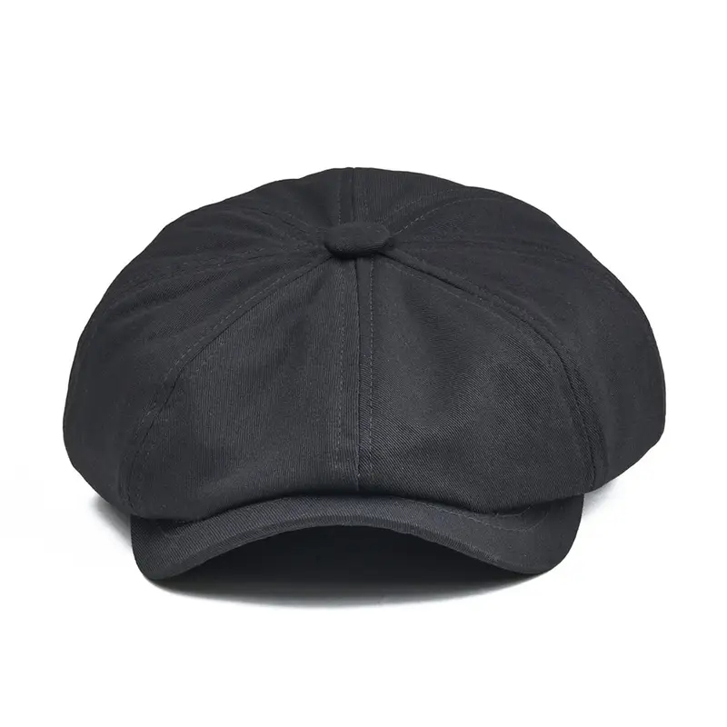 BOTVELA Newsboy Cap Men's Twill Cotton Eight Panel Hat Women's Baker Boy Caps Retro Big Large Hats Male Boina Black Beret 003 - Image 3