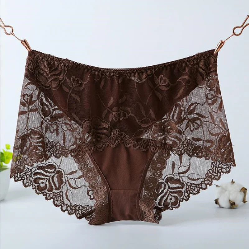 

Women Underwear High Waist Large Size Panties Sexy Lace Transparent Big Plus Size Briefs Female Underpants modal Lingerie Hot