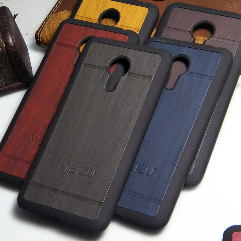 

Meizu Pro 5 case Luxury wood vintage style leather sticker skin with plastic black shell free shipping