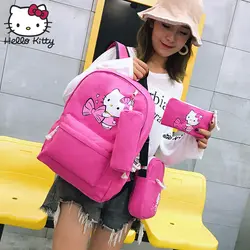 Hello kitty мультфильм девочки сумка через плечо 4 в 1 Детская сумка игрушки девочки сумка Холст плюшевый рюкзак лучшие подарки для девочки