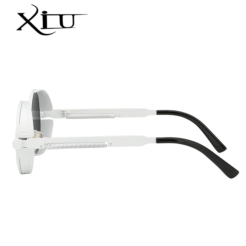 XIU новые мужские солнцезащитные очки в стиле стимпанк Для женщин круглые металлические солнцезащитные очки, брендовые, дизайнерские, модные Винтаж очки Одежда высшего качества Oculos UV400