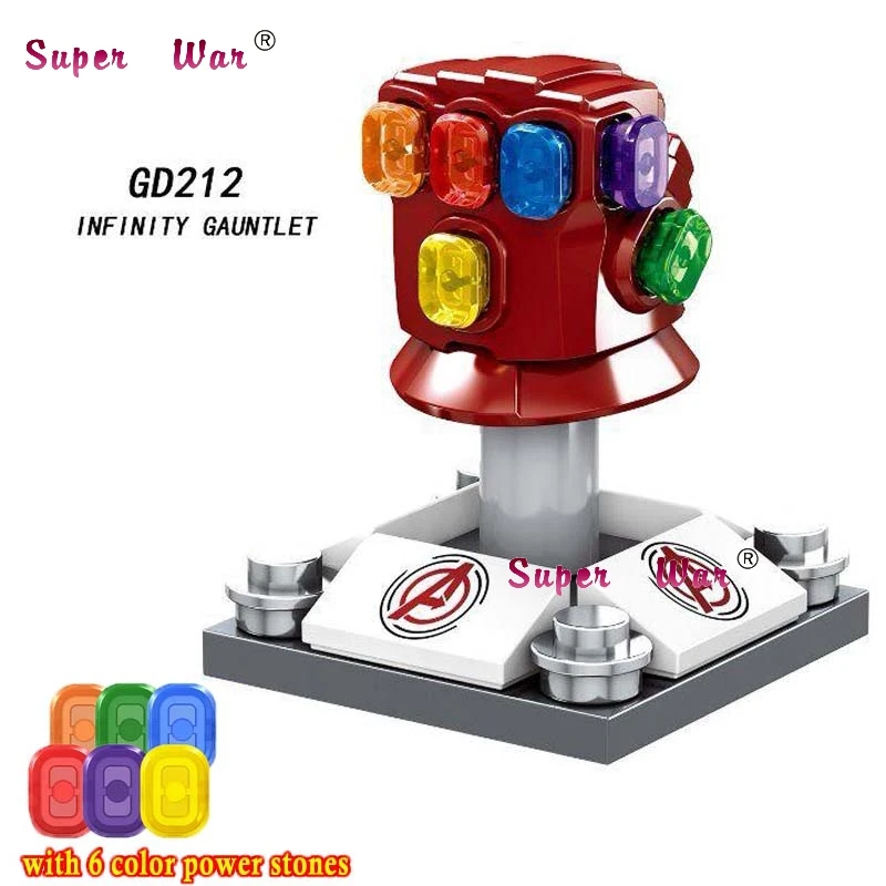 

Single Avengers Endgame Thanos Thor Iron Man with Infinity Gauntlet Mjolnir Captain Marvel building blocks Kids Toys