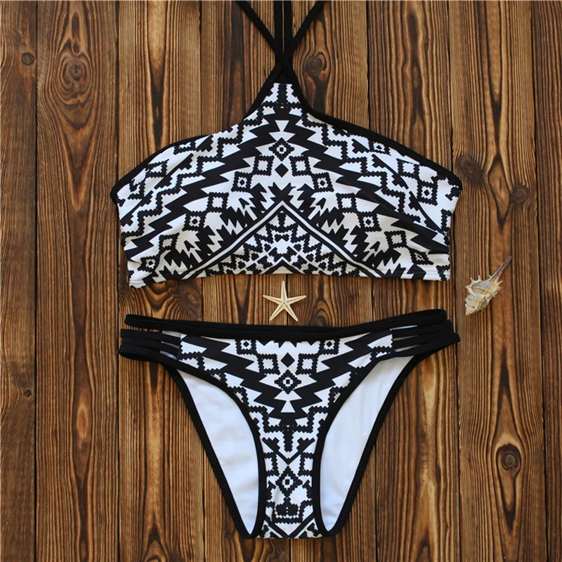 2017 Plus Size Push Up Swimwear Women Black Print Bikini Set Biquini High Neck Swimsuit Brazilian Beach Swim Wear Bathing Suit plus-size-black-swimsuit : image 2017 Plus Size Push Up Swimwear Women Black Print Bikini Set Biquini High Neck Swimsuit Brazilian Beach Swim Wear Bathing Suit plus-size-black-swimsuit