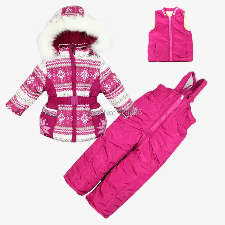 free shipping retail children winter parka cheap snow suit baby girl clothing set ski suit kids